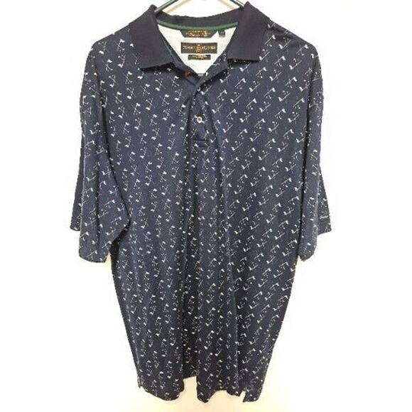 Tommy Hilfiger Golf Mens Large Polo Wedge And Flagstick Print Blue Casual - Picture 1 of 9